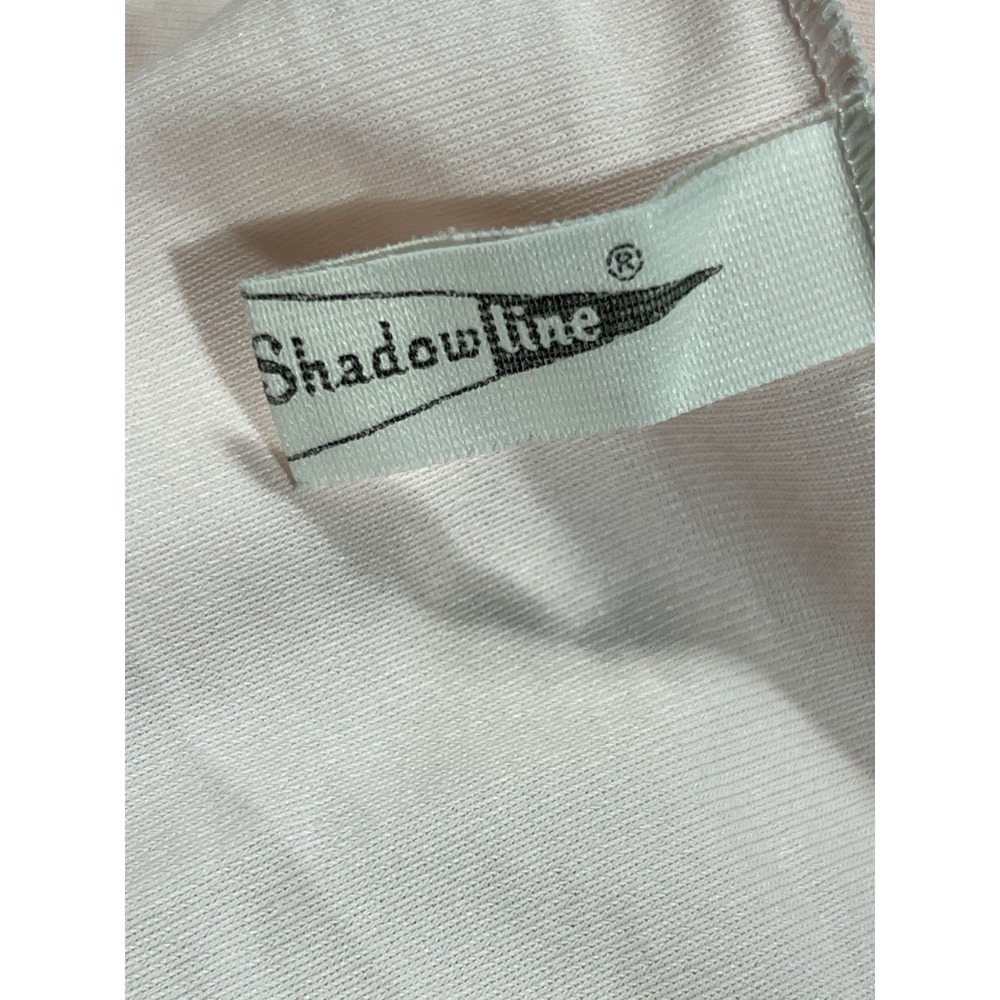 Shadowline Long Robe Pink Peach Nylon Lace Button Front Romantic VTG Size Large - Picture 10 of 11